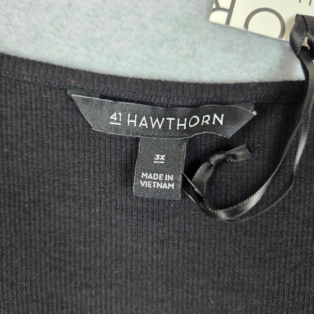 NWT 41 Hawthorn Top Womens Size 3X Black Cold Shoulder Asymmetrical Neckline - Picture 8 of 15